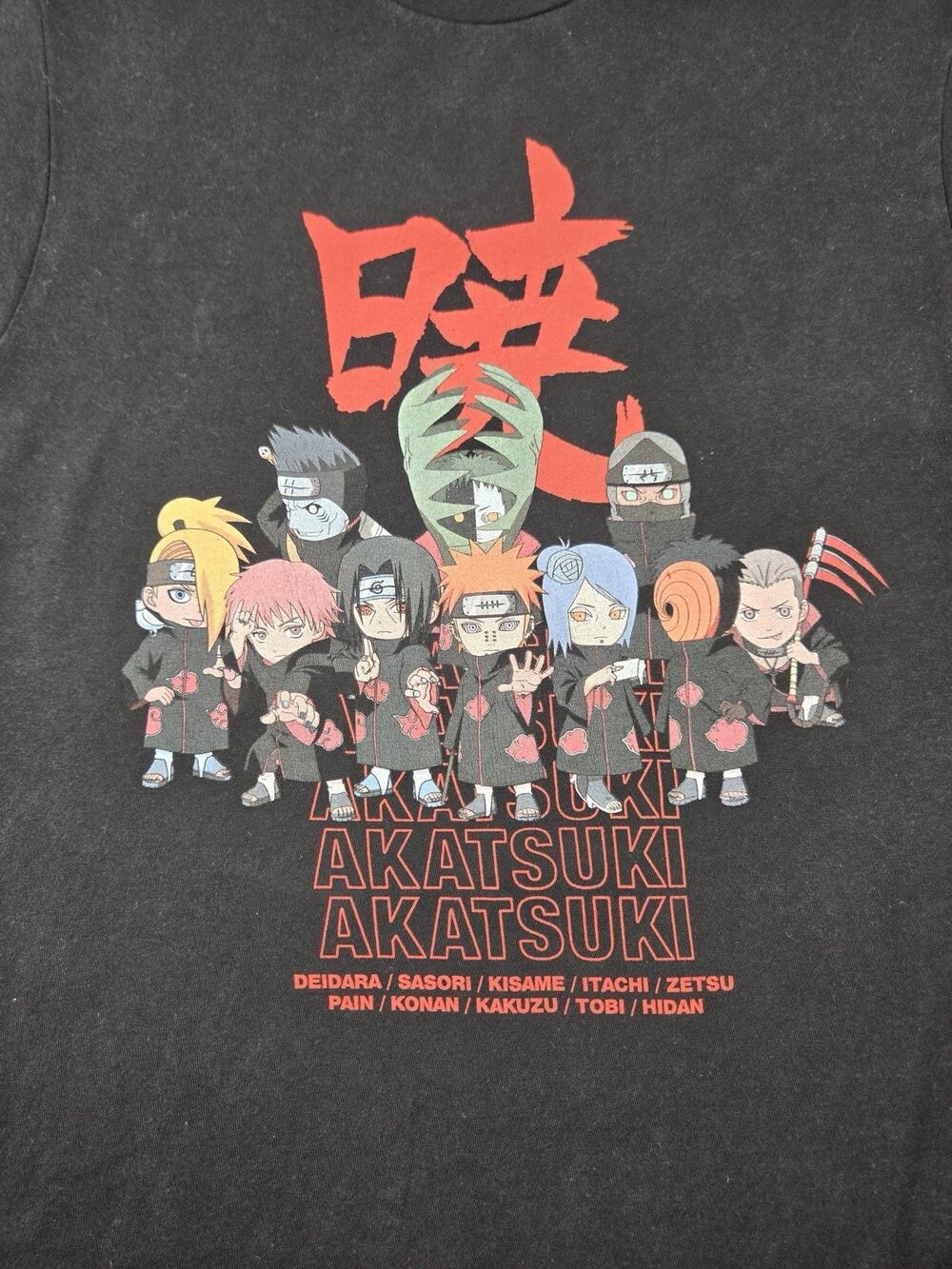 Naruto Shippuden Collection Akatsuki T Shirt Black M Short Sleeves Anime #1034